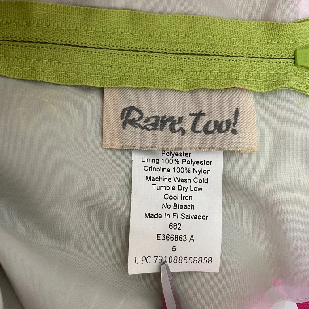 Rare Too Kids Size 5 Pink Lime Green Rosette Party Dress Easter 3D Floral Sash‎